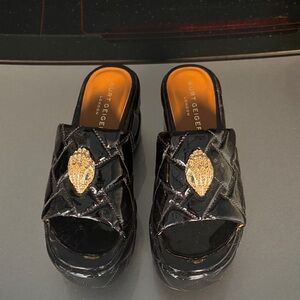 Kurt Geiger Black Slides with Gold Accent
